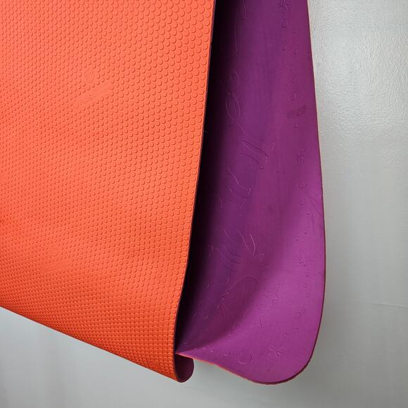 Manduka LiveOn Kids Yoga Mat Reversible Orange Purple Kindred + Carry Strap - Picture 8 of 13